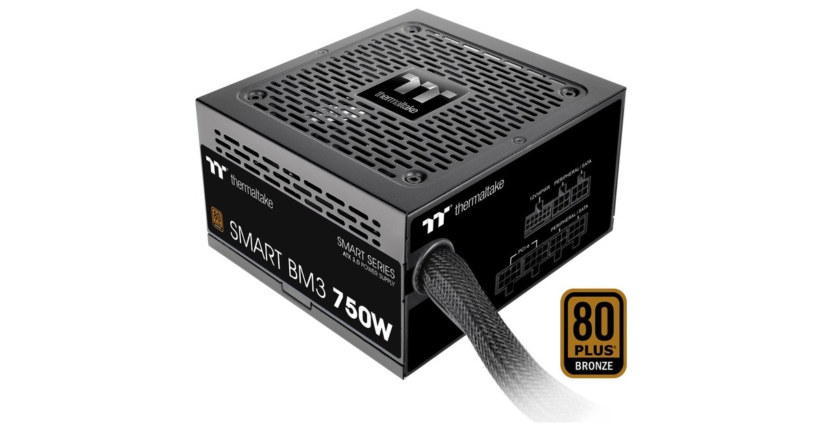 Thermaltake SMART BM3 750W, PC-Netzteil(schwarz, 1x 12VHPWR, 4x PCIe, Kabel-Management, 750 Watt)