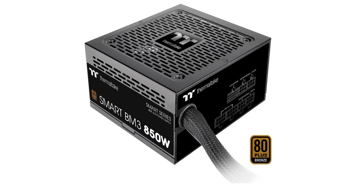 Thermaltake SMART BM3 850W, PC-Netzteil(schwarz, 1x 12VHPWR, 4x PCIe, Kabel-Management, 850 Watt)