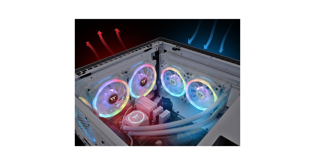 Thermaltake SWAFAN 12 RGB Radiator Fan TT Premium Edition White (3-Fan Pack), Gehäuselüfter(weiß, 3er Pack, inkl. Controller)
