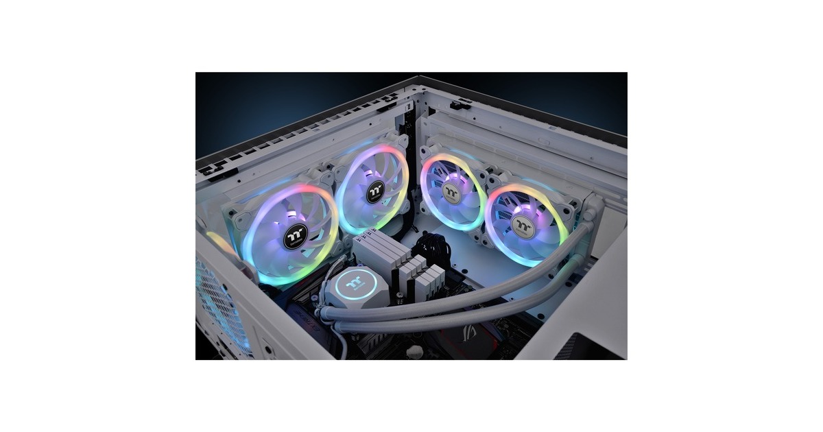 Thermaltake SWAFAN 14 RGB Radiator Fan TT Premium Edition White (3-Fan Pack), Gehäuselüfter(weiß, 3er Pack, inkl. Controller)