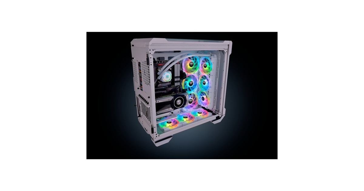 Thermaltake SWAFAN EX12 RGB PC Cooling Fan White TT Premium Edition, Gehäuselüfter(weiß, 3er Pack, inkl. Controller)