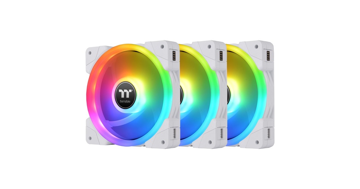 Thermaltake SWAFAN EX14 RGB PC Cooling Fan White TT Premium Edition, Gehäuselüfter(weiß, 3er Pack, inkl. Controller)