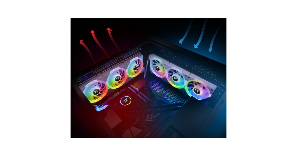 Thermaltake SWAFAN EX14 RGB PC Cooling Fan White TT Premium Edition, Gehäuselüfter(weiß, 3er Pack, inkl. Controller)