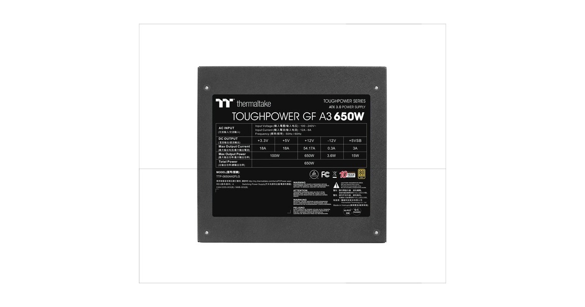Thermaltake TOUGHPOWER GF A3 Gold 650W - TT Premium Edition, PC-Netzteil(schwarz, Kabel-Management, 650 Watt)