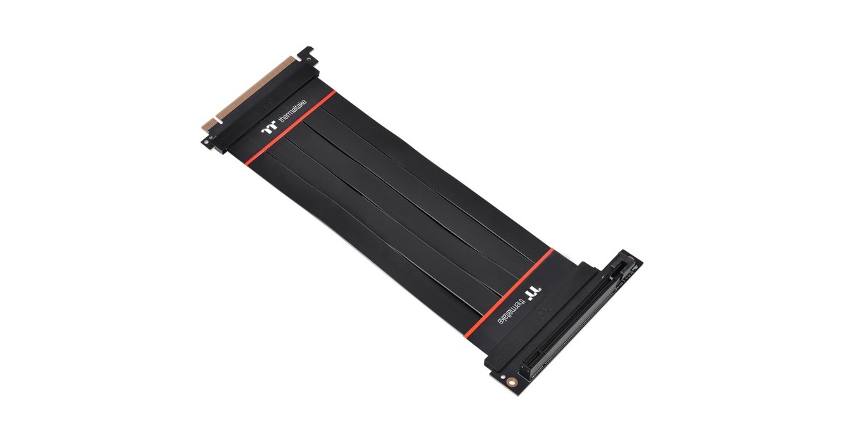 Thermaltake TT Premium PCI-E 4.0 Extender-Kabel, Verlängerungskabel(schwarz, 20cm, abgewinkelt)