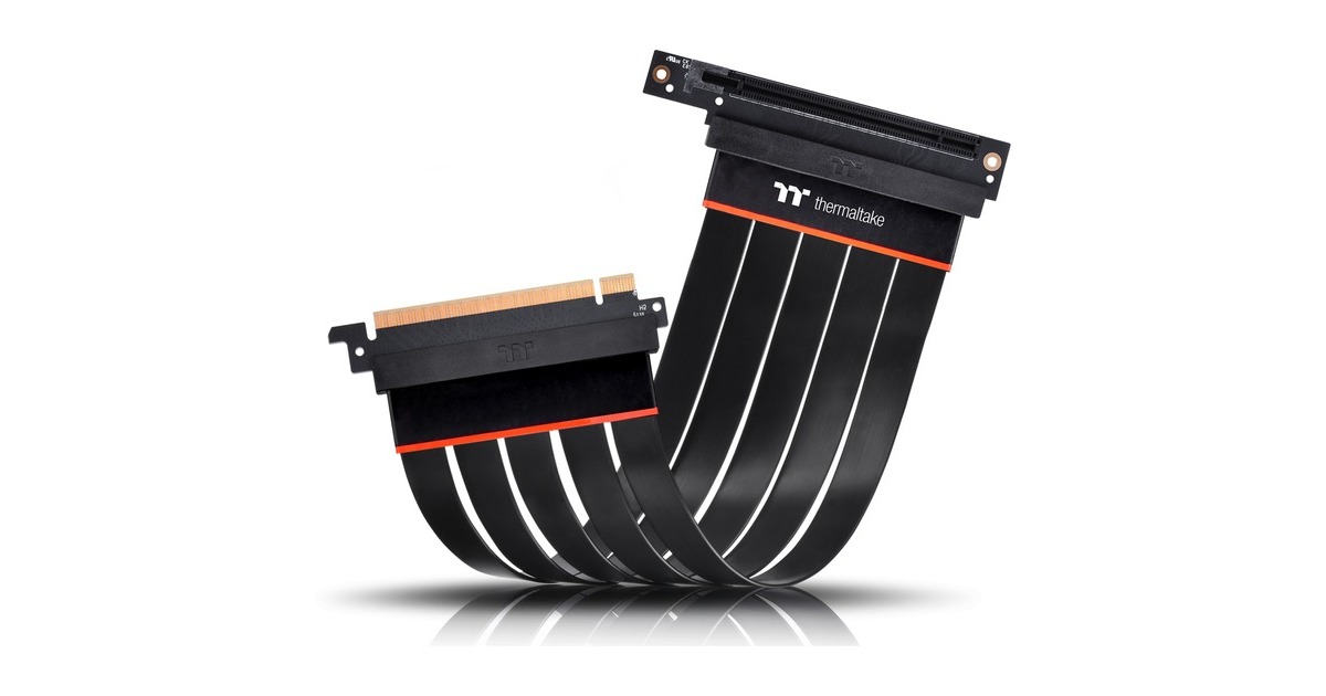 Thermaltake TT Premium PCI-E 4.0 Extender-Kabel, Verlängerungskabel(schwarz, 20cm, abgewinkelt)
