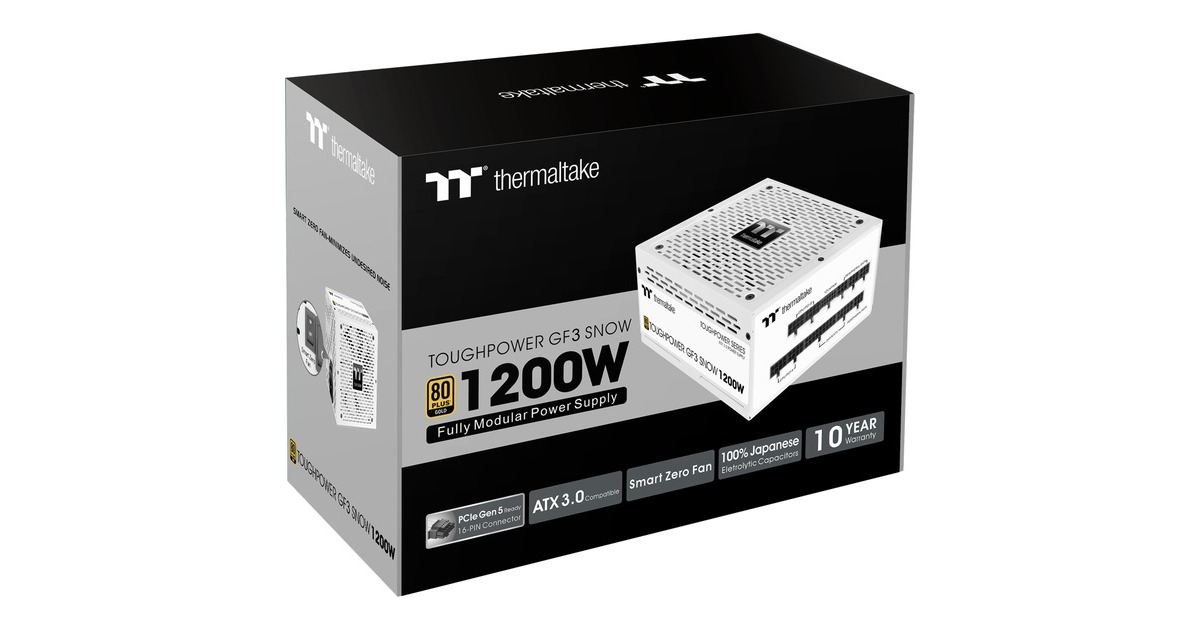 Thermaltake TT Toughpower GF3 Snow 1200W, PC-Netzteil(weiß, 1x 12VHPWR, 5x PCIe, Kabel-Management, 1200 Watt)