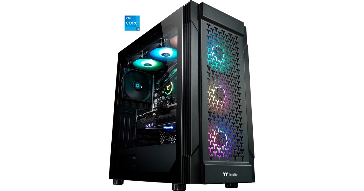 Thermaltake Tarvos Black V2, Gaming-PC(schwarz/transparent, Windows 11 Home 64-Bit)
