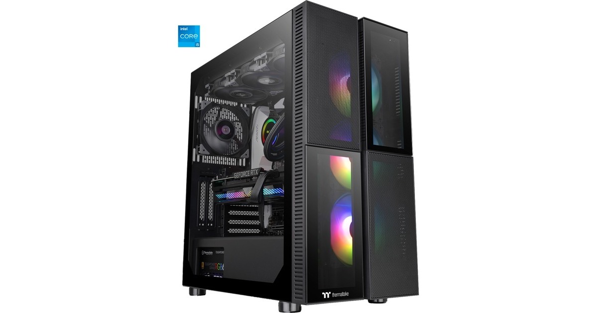 Thermaltake Telesto Black, Gaming-PC(schwarz, Windows 11 Home 64-Bit)