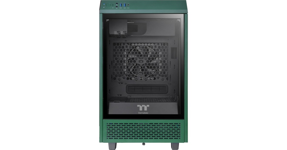 Thermaltake The Tower 100 Mini Tower Racing Green, Tower-Gehäuse(grün, Tempered Glass)
