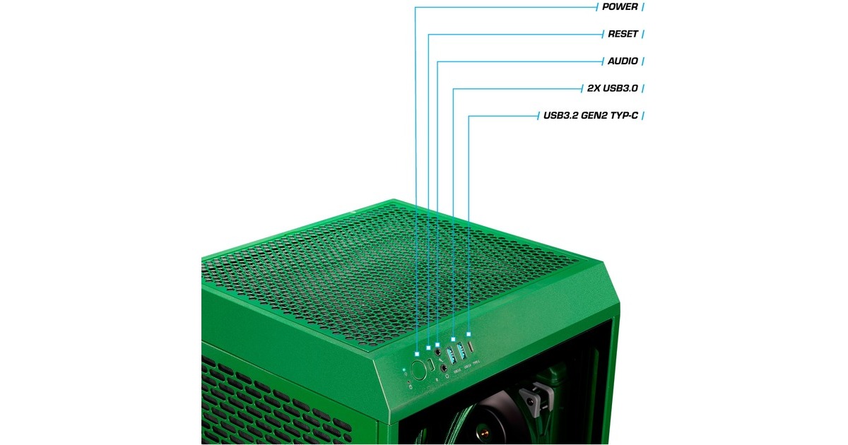 Thermaltake Toughline T200A Racing Green, Gaming-PC(grün/transparent, Windows 11 Home 64-Bit)