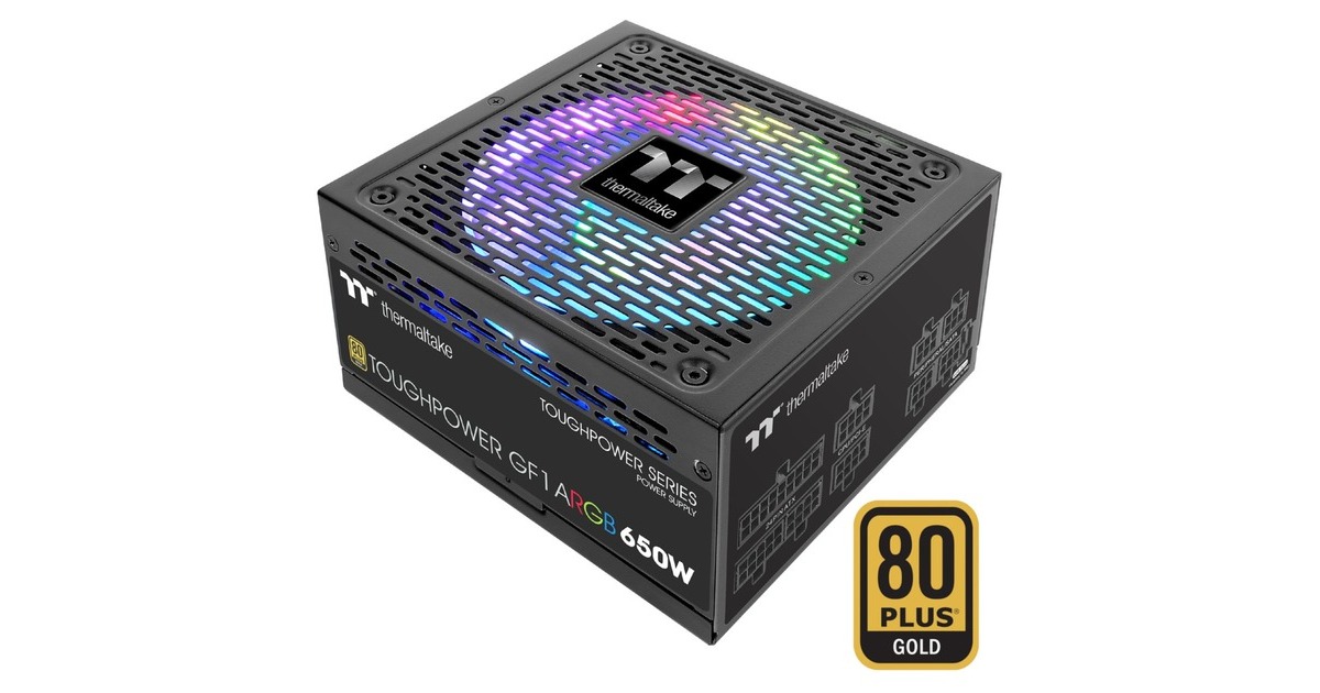 Thermaltake Toughpower GF1 ARGB 650W, PC-Netzteil(schwarz, 4x PCIe, Kabel-Management, 650 Watt)