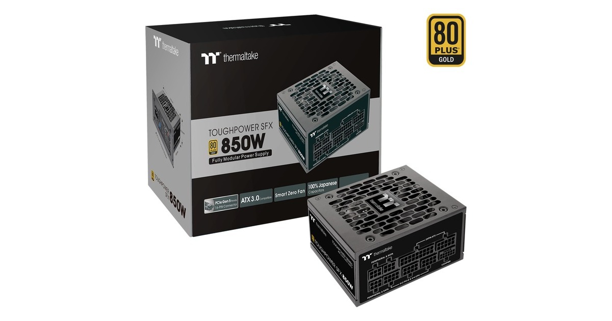 Thermaltake Toughpower SFX 850W, PC-Netzteil(schwarz, 2x PCIe, Kabel-Management, 850 Watt)