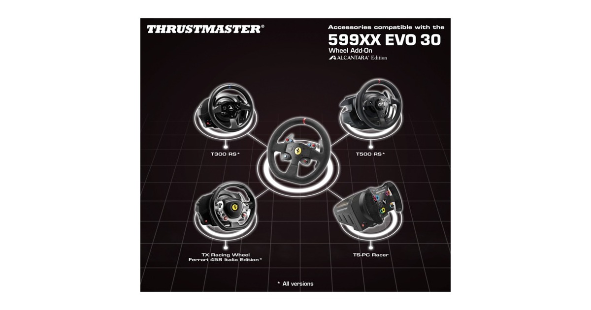 Thrustmaster F599XX EVO 30 Wheel Addon, Austausch-Lenkrad(schwarz, Alcantara Edition)