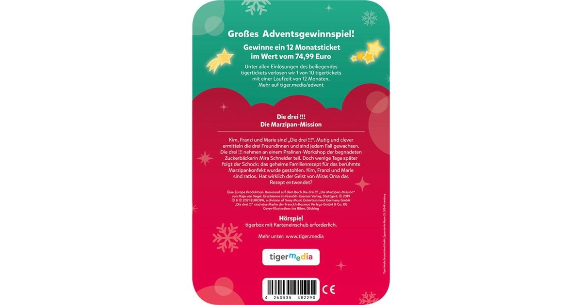 Tigermedia Hör-Adventskalender Die drei !!! - Die Marzipan-Mission, Hörbuch