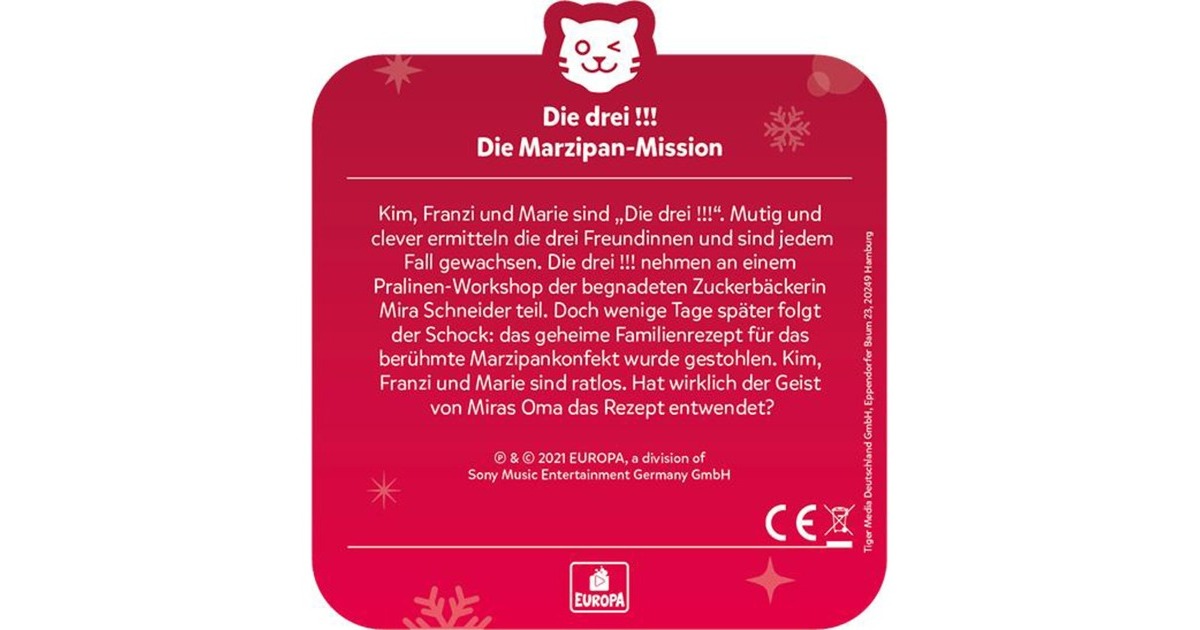 Tigermedia Hör-Adventskalender Die drei !!! - Die Marzipan-Mission, Hörbuch