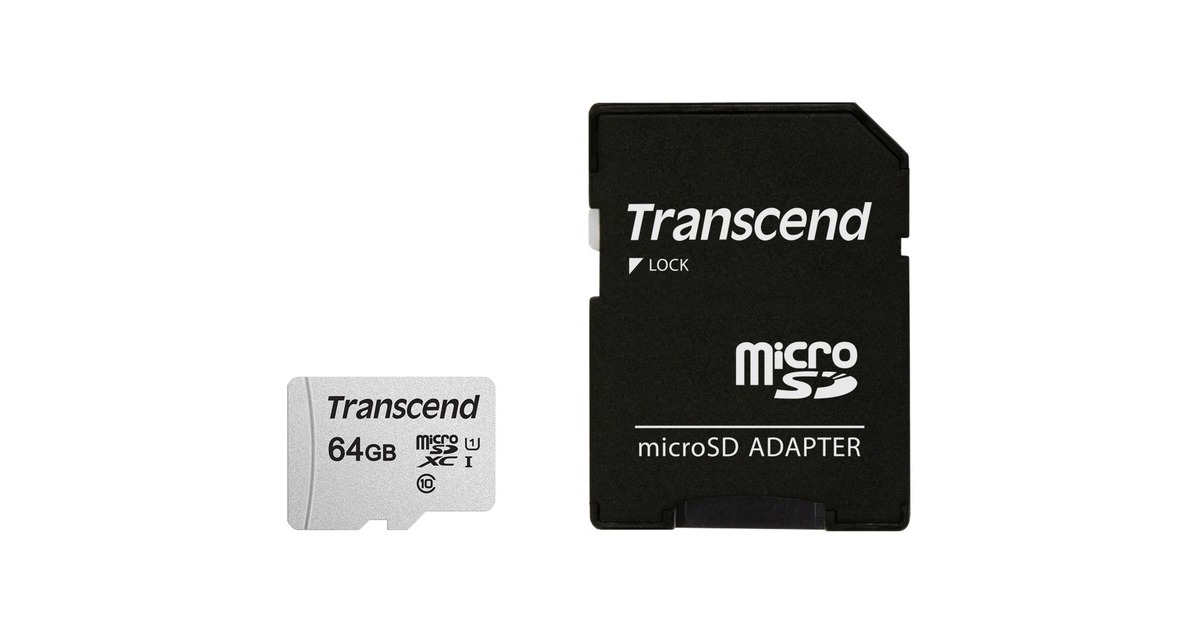Transcend 300S 64 GB microSDXC, Speicherkarte(silber, UHS-I U1, Class 10)