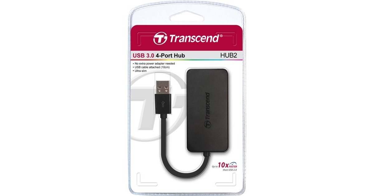 Transcend 4-Port USB 3.0 Hub, USB-Hub(schwarz)