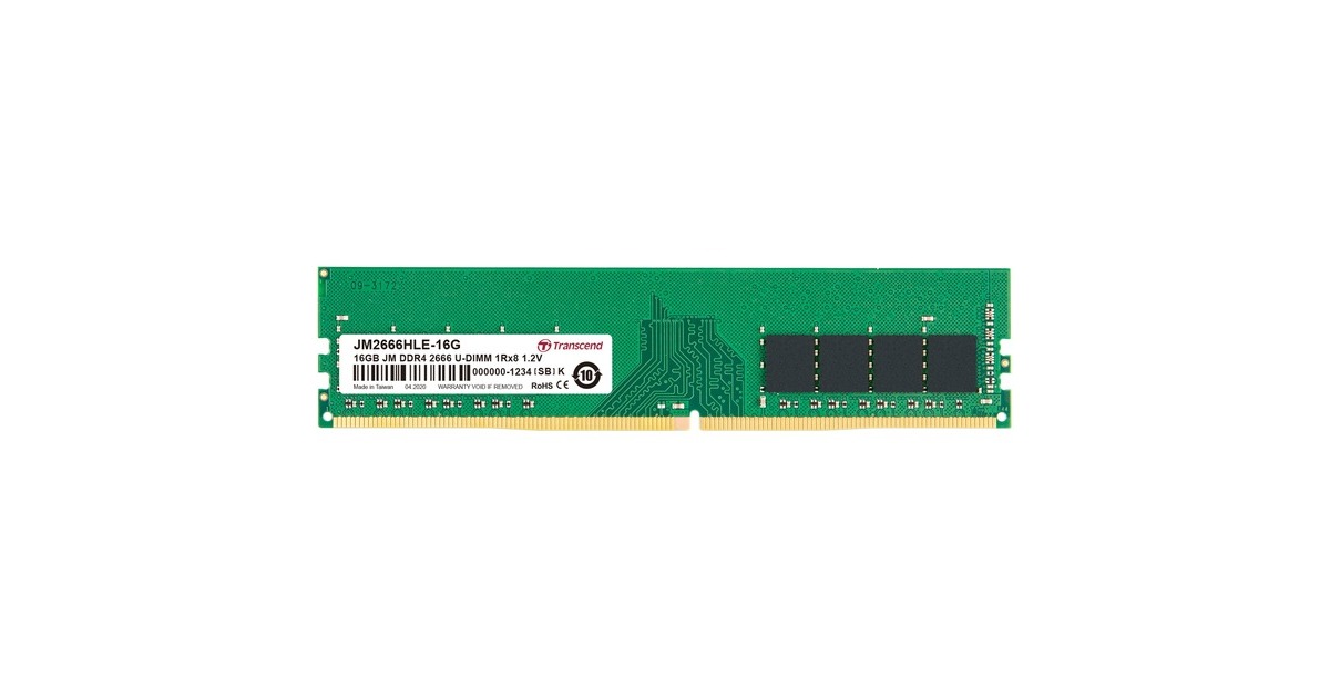 Transcend DIMM 16 GB DDR4-2666, Arbeitsspeicher(JM2666HLE-16G)