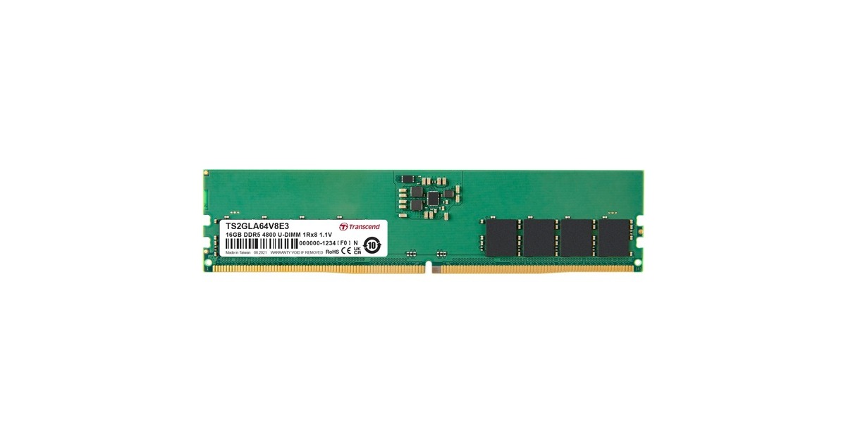 Transcend DIMM 16 GB DDR5-4800, Arbeitsspeicher(grün, TS2GLA64V8E)