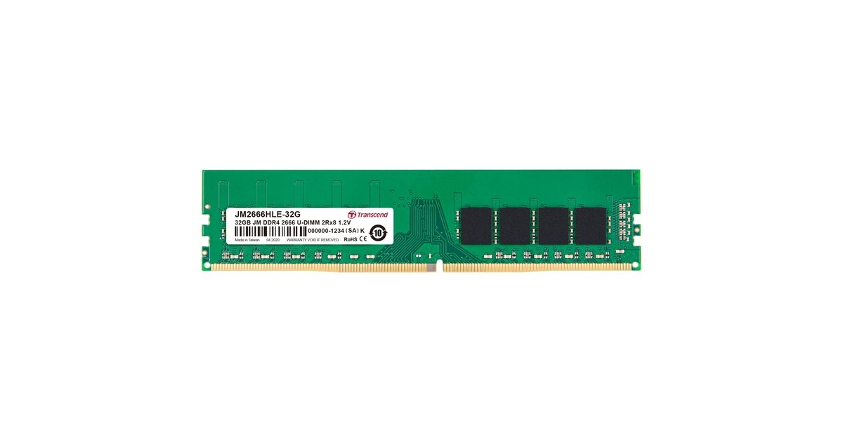 Transcend DIMM 32 GB DDR4-2666, Arbeitsspeicher(JM2666HLE-32G)