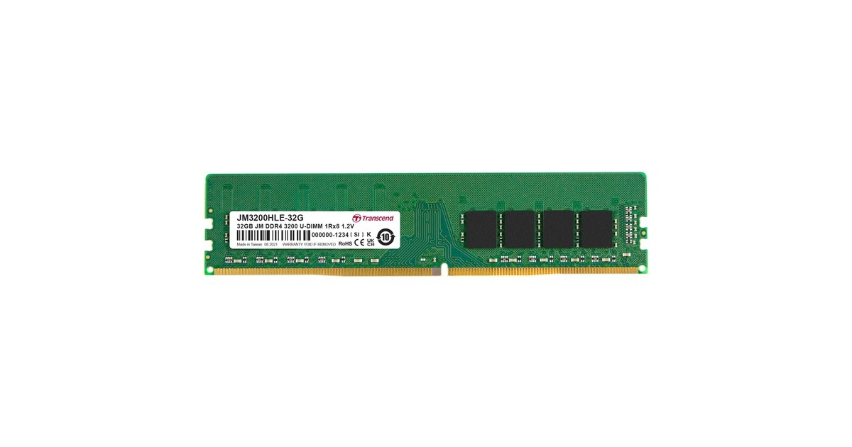 Transcend DIMM 32 GB DDR4-3200, Arbeitsspeicher(JM3200HLE-32G)