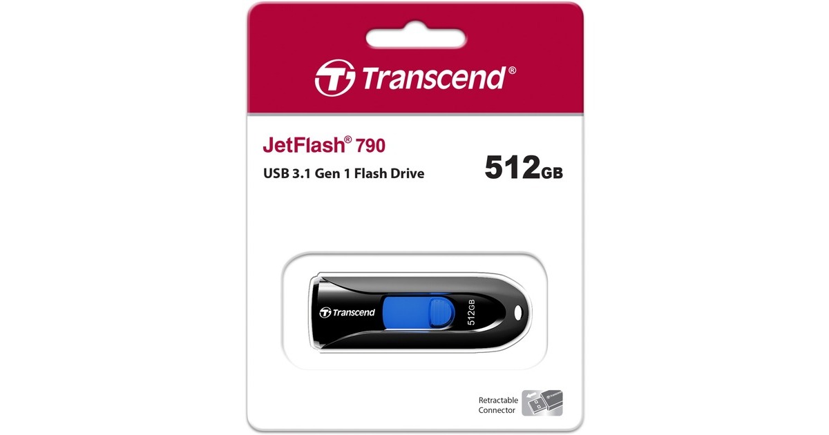Transcend JetFlash 790K 512 GB, USB-Stick(schwarz/blau, USB-A 3.2 Gen 1)