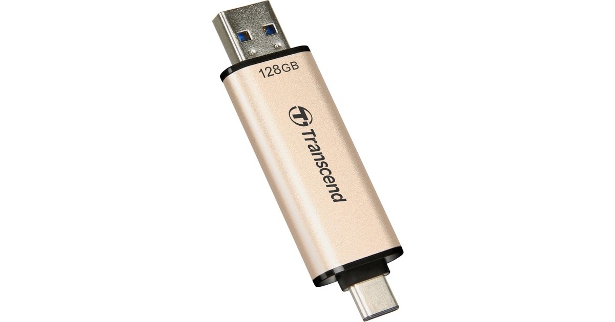 Transcend JetFlash 930C 128 GB, USB-Stick(gold/schwarz, USB-A 3.2 Gen 1, USB-C 3.2 Gen 1)