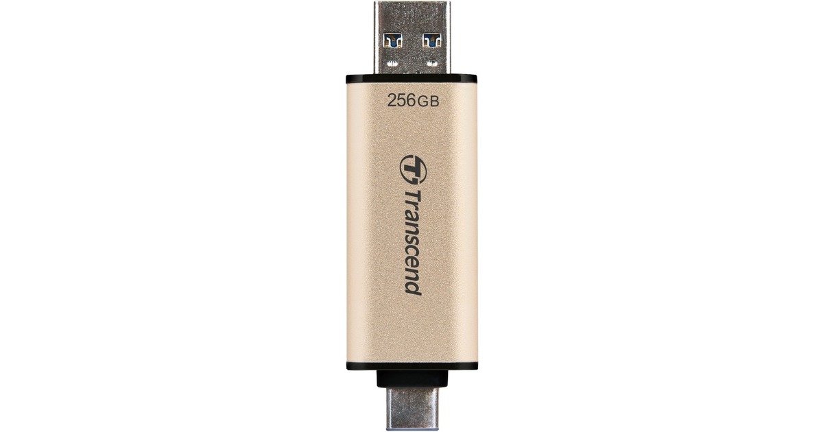 Transcend JetFlash 930C 256 GB, USB-Stick(gold/schwarz, USB-A 3.2 Gen 1, USB-C 3.2 Gen 1)
