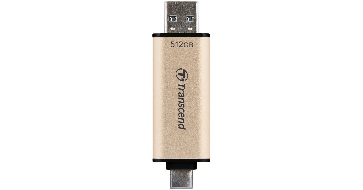 Transcend JetFlash 930C 512 GB, USB-Stick(gold/schwarz, USB-A 3.2 Gen 1, USB-C 3.2 Gen 1)