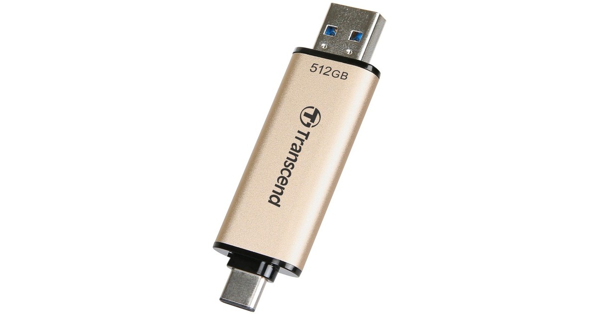 Transcend JetFlash 930C 512 GB, USB-Stick(gold/schwarz, USB-A 3.2 Gen 1, USB-C 3.2 Gen 1)