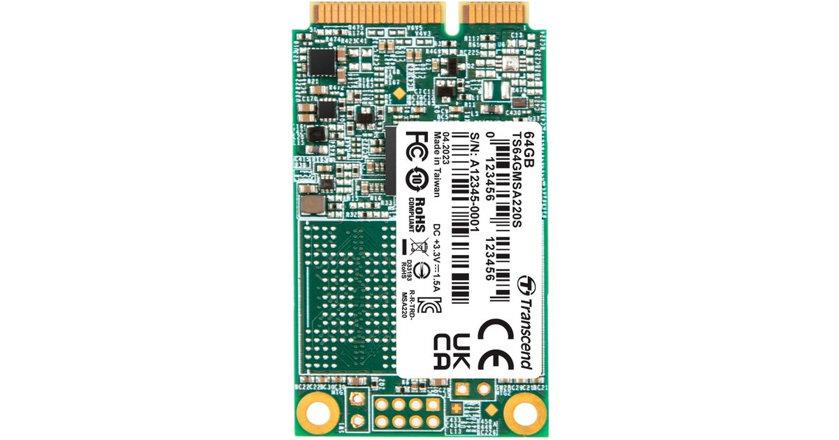 Transcend MSA220S 64 GB, SSD(SATA 6 Gb/s, mSATA)