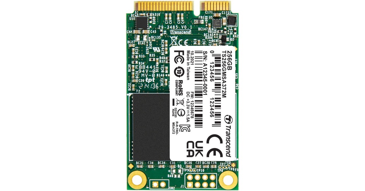 Transcend MSA372M 256 GB, SSD(SATA 6 Gb/s, mSATA)