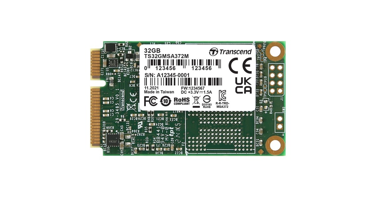 Transcend MSA372M 32 GB, SSD(SATA 6 Gb/s, mSATA)