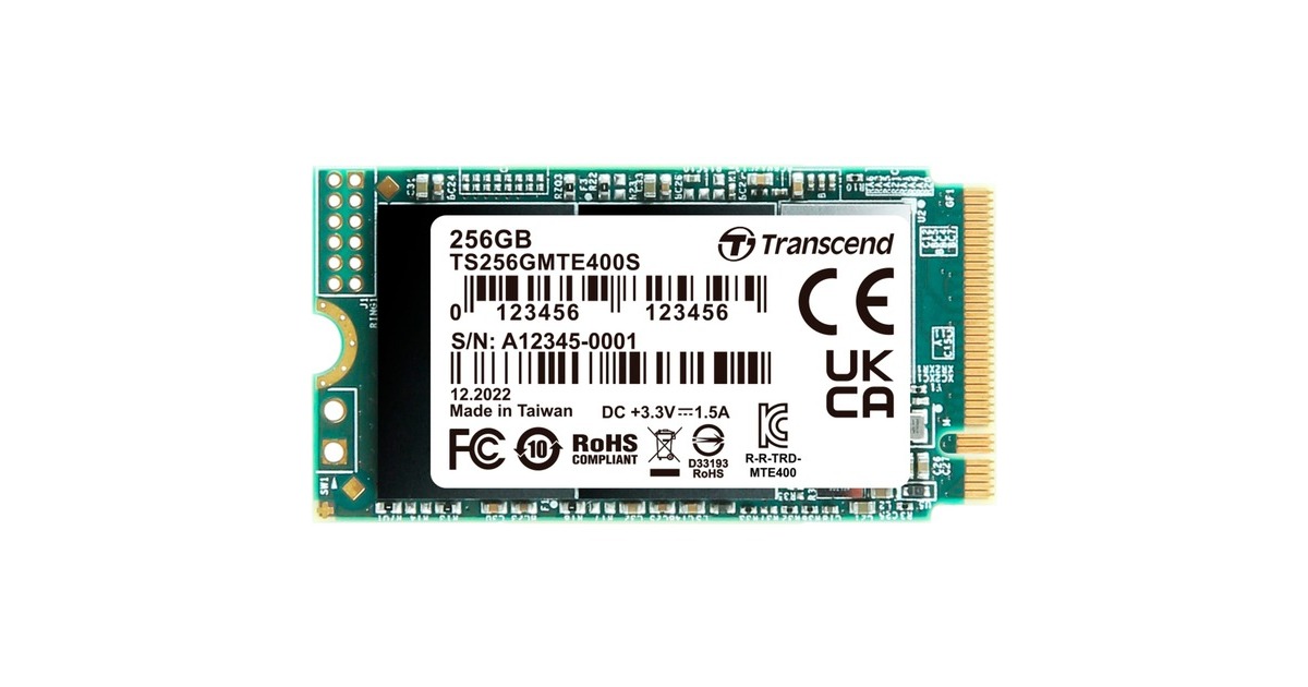 Transcend MTE400S 256 GB, SSD(PCIe 3.0 x4, NVMe, M.2 2242)