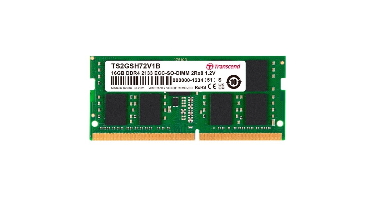 Transcend SO-DIMM 16 GB DDR4-2133, Arbeitsspeicher(grün, TS2GSH72V1B)