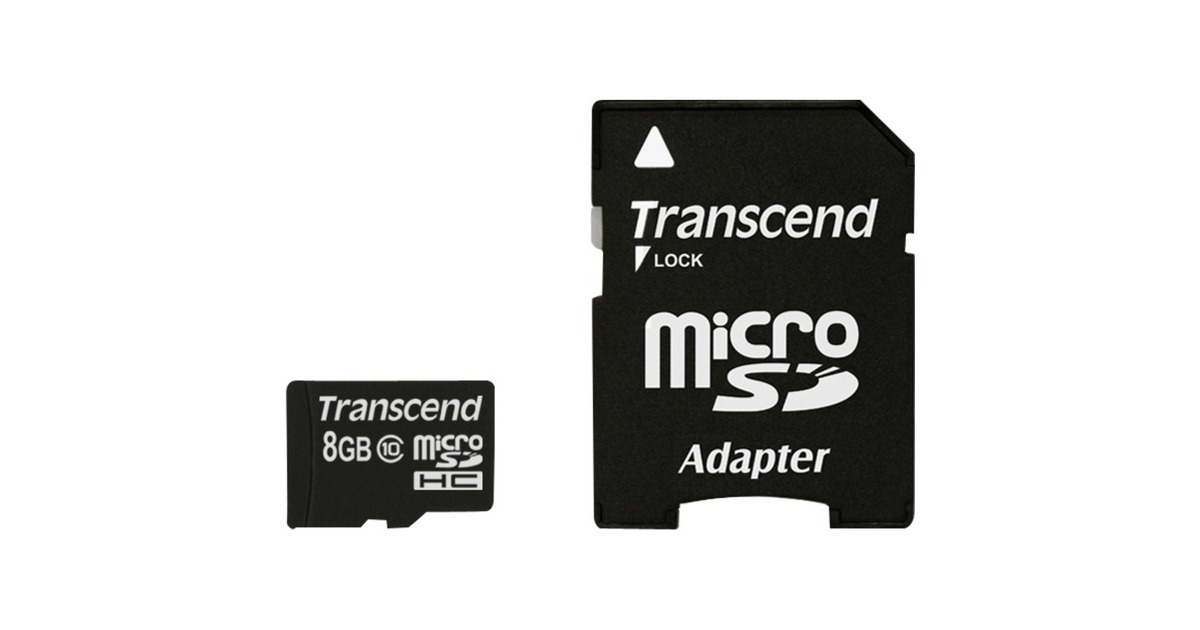 Transcend microSDHC Card 8 GB, Speicherkarte(schwarz, Class 10)