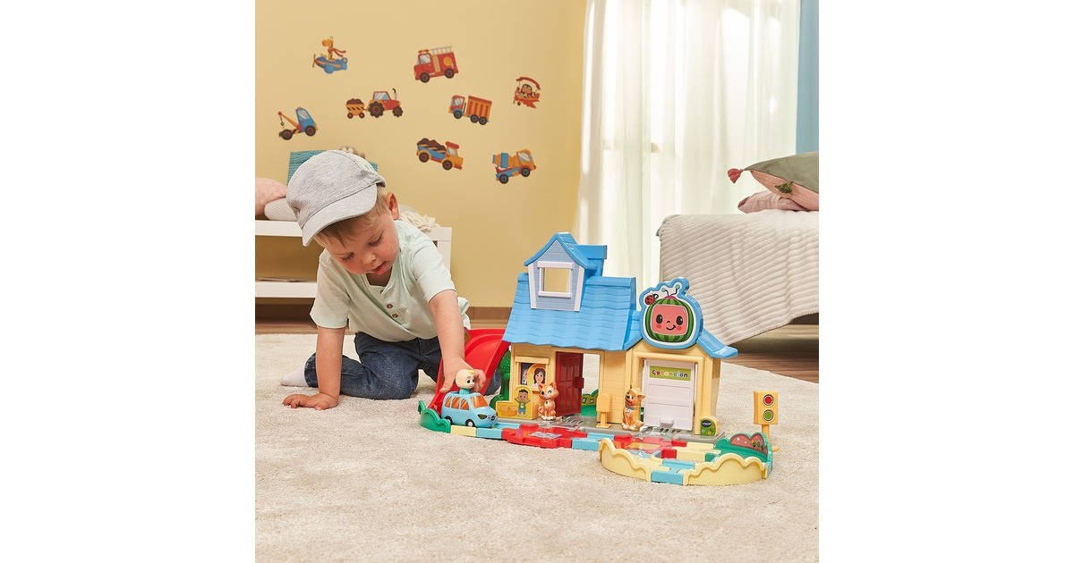 VTech Tut Tut Baby Flitzer - CoComelon JJs Spielhaus Schienenset, Spielgebäude