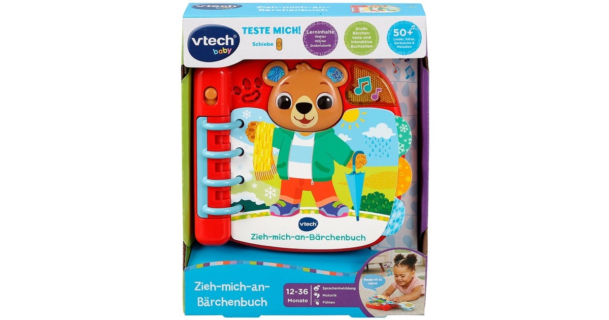 VTech Zieh-mich-an-Bärchenbuch, Lernbuch(rot)