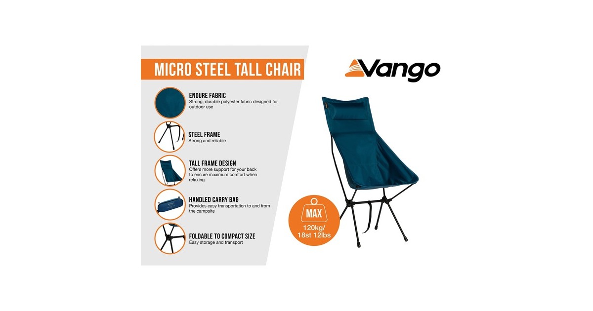 Vango Camping-Stuhl Micro Steel Tall CHQMICRO M27TDP(dunkelblau)