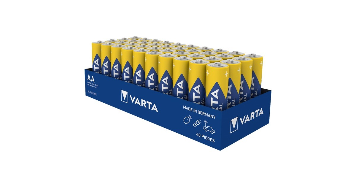 Varta Industrial, Batterie(schwarz, 40 Stück, AA)