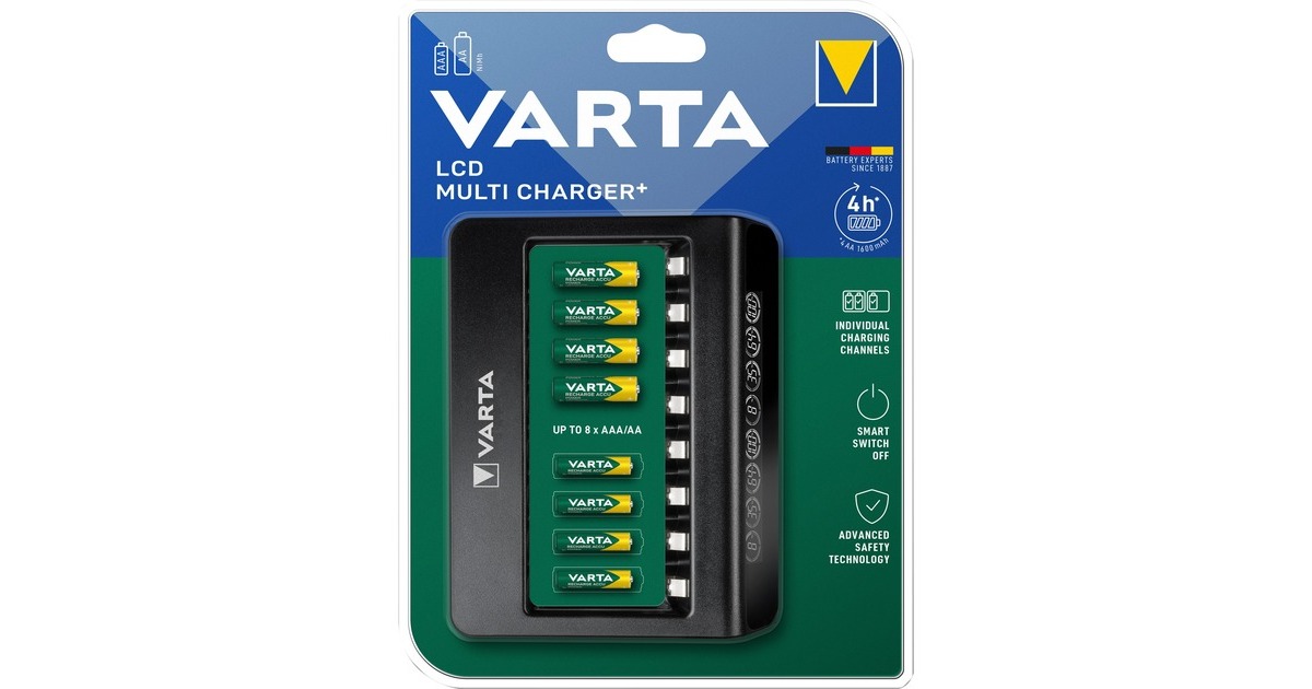 Varta LCD Multi Charger+, Ladegerät(schwarz, Lädt bis zu 8 AA, AAA)