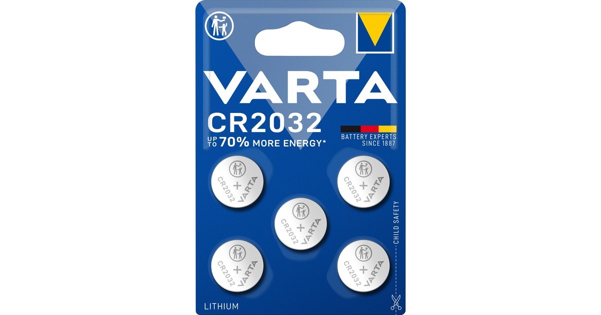 Varta LITHIUM Coin CR2032, Batterie(5 Stück, CR2032)
