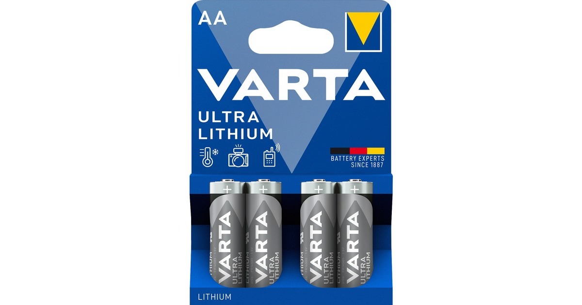 Varta Lithium, Batterie(4 Stück, AA)