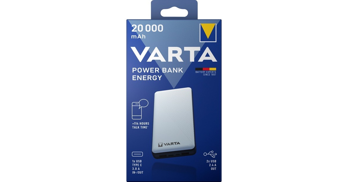 Varta Powerbank Energy 20000(weiß/schwarz, 20.000 mAh)