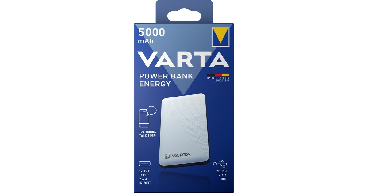 Varta Powerbank Energy 5000(weiß/schwarz, 5.000 mAh)