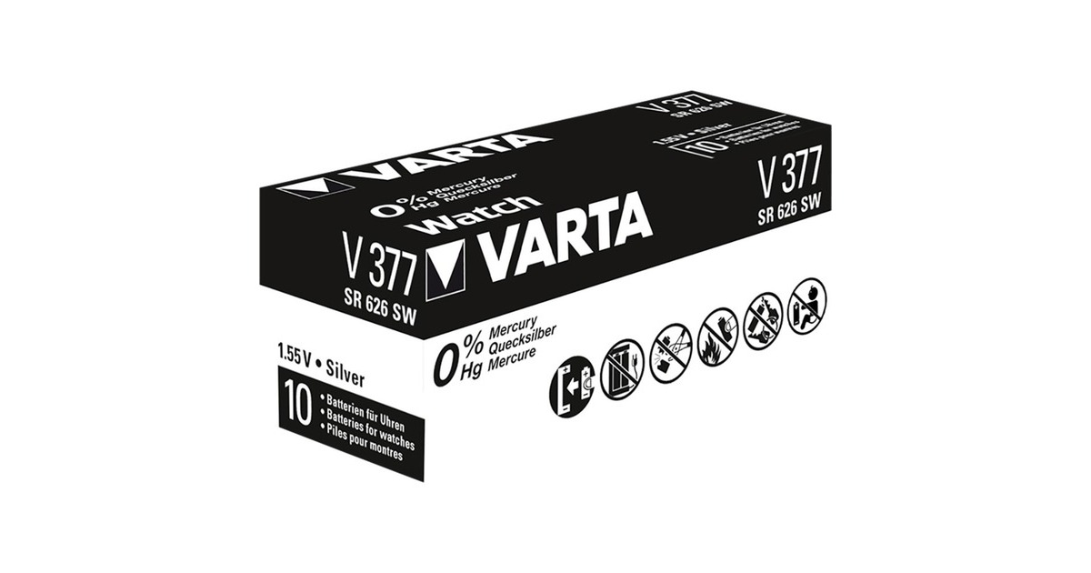 Varta Silberoxid-Knopfzelle 377, Batterie(silber, 10 Stück)