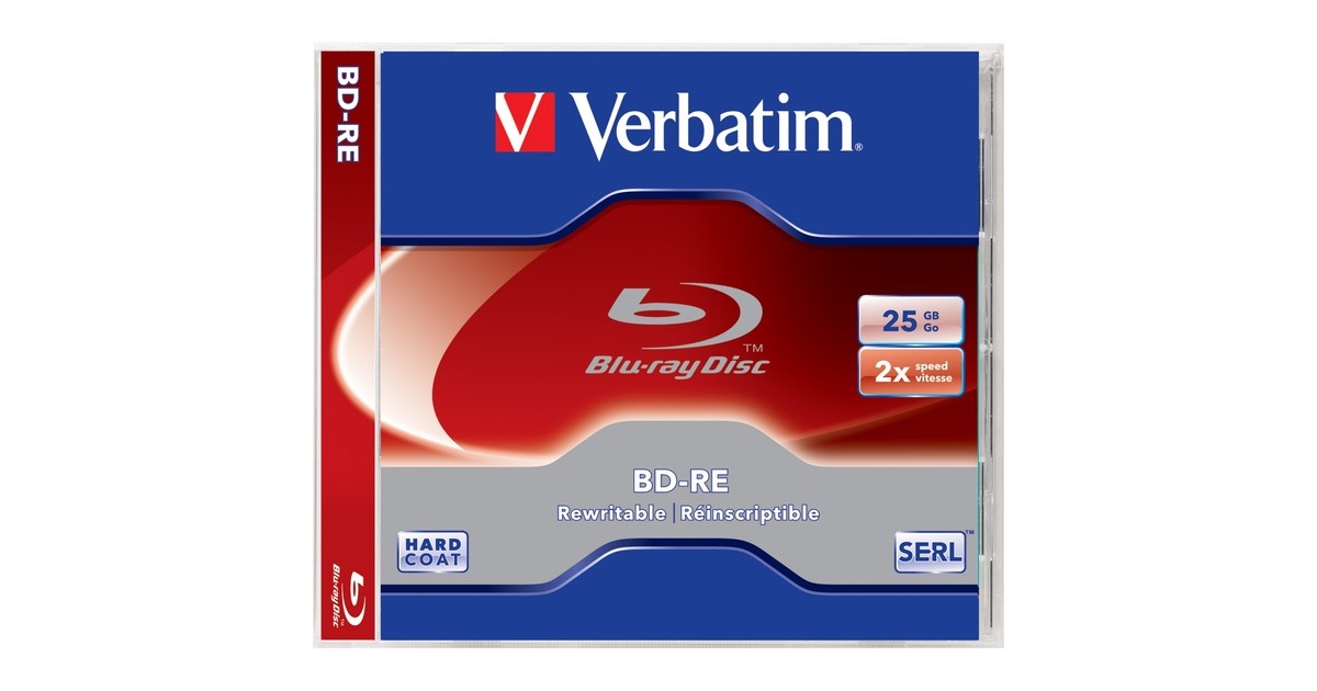 Verbatim BD-RE 25 GB, Blu-ray-Rohlinge(2fach, 5 Stück, White Blue Surface, Retail)