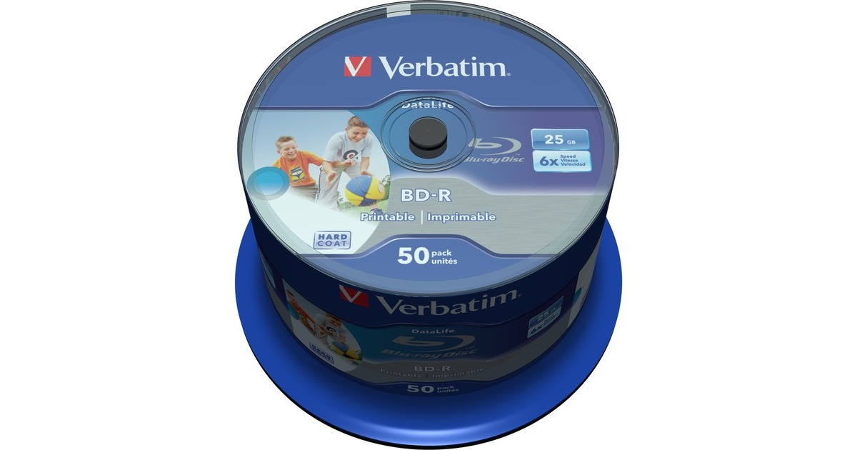 Verbatim BD-R 25GB, Blu-ray-Rohlinge(6fach, 50 Stück, bedruckbar)
