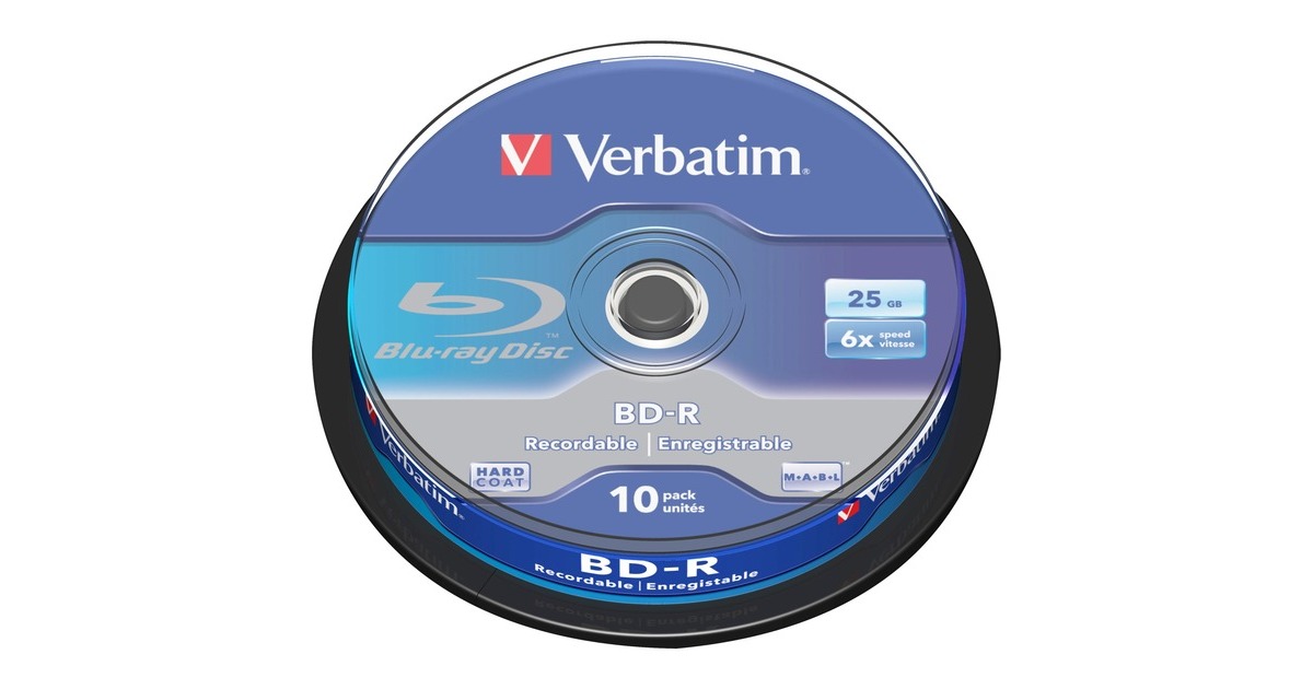 Verbatim BD-R 25 GB, Blu-ray-Rohlinge(6fach, 10 Stück, Retail)